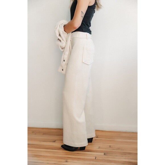 Dex Wide Leg Corduroy Ankle Pant in Ecru High Rise Size XL - Picture 16 of 16